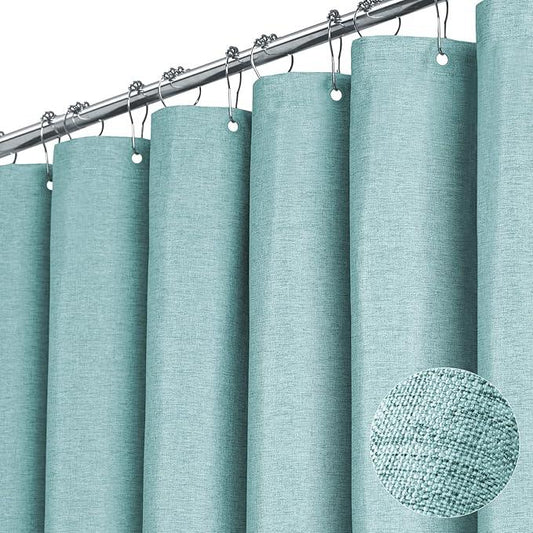 BTTN 78 Inch Long Shower Curtain - Linen Textured Thick Weighted Fabric Shower Curtain Set with 12 Plastic Hooks, Turquoise Tall Neutral Waterproof Polyester Shower Curtains for Bathroom, 72x78, Teal - ModernBath