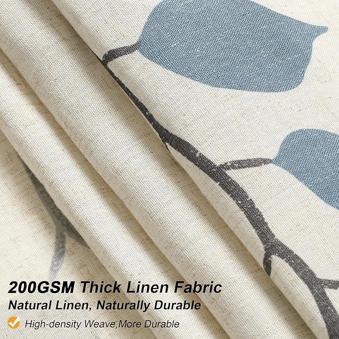 BOODII Blue Eucalyptus Leaves Shower Curtain Set with Hooks Linen Shower Curtain for Bathroom Watercolor Floral Plant Leaf for Bath Natural Waterproof Fabric Bathroom Decor, 72x72 - ModernBath