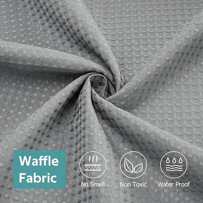 Vipfree 3 in 1 Shower Curtain Set, Waffle Shower Curtain and Liner Set with 12 Double Sided Shower Curtain Hooks, 258GSM Luxury Weighted Cloth Shower Curtains for Bathroom, 72 W x 72 H, Grey - ModernBath