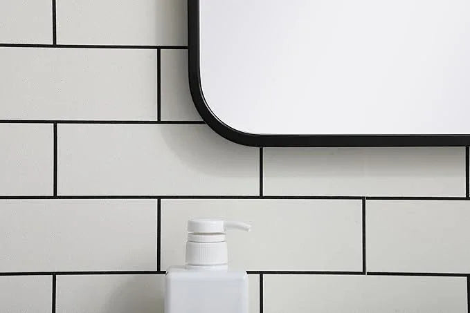 ARS Concepts Aura, Soft Corner Metal Rectangular Mirror 20X30 Inch in, Modern, Black - ModernBath