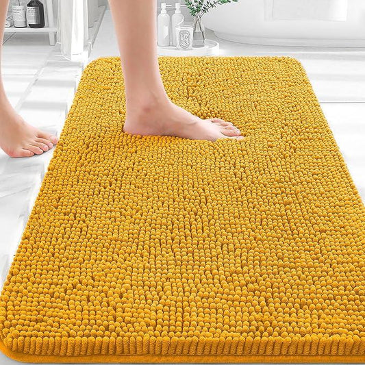 OLANLY Bathroom Rugs 36x24, Extra Soft Absorbent Chenille Bath Rugs, Rubber Backing Quick Dry, Machine Washable Bath Mats for Bathroom Floor, Tub and Shower, Home Decor Accessories, Golden Yellow - ModernBath