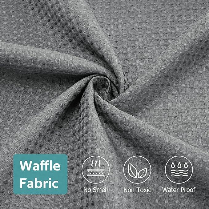 Vipfree 3 in 1 Shower Curtain Set, Waffle Shower Curtain and Liner Set with 6 Double Sided Shower Curtain Hooks, 258GSM Luxury Weighted Cloth Shower Curtains for Bathroom, 36 W x 72 H, Grey - ModernBath