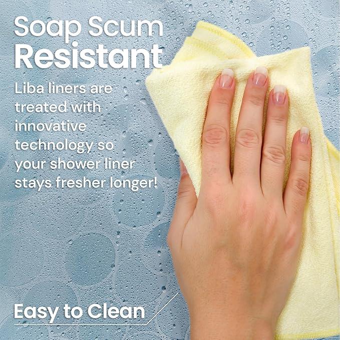 LiBa Plastic Shower Curtain, Heavy Duty 8G Shower Curtain for Bathroom, Waterproof Vinyl Shower Curtain, 3 Magnets, Rustproof Mental Grommets - 3D Aqua Circle Pattern, 72x72 - ModernBath