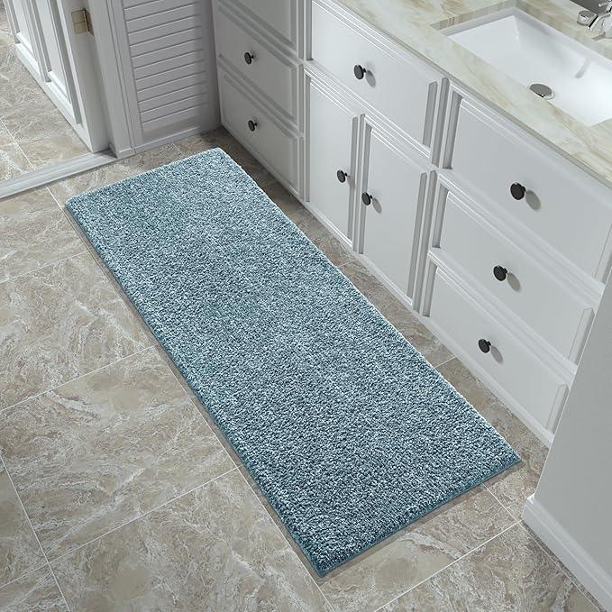 Yimobra Bathroom Runner Rug Non Slip Washable, Soft Absorbent Microfiber Long Bath Mat, Dual-Tone Decor Rug with Rubber Backing for Floor,Tub and Hallway,60x24,Home Essentials,Denim Blue - ModernBath