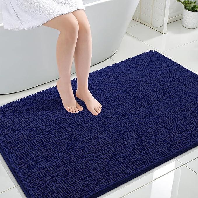 OLANLY Bathroom Rugs 44x32, Extra Soft Absorbent Chenille Bath Rugs, Rubber Backing Quick Dry, Machine Washable Bath Mats for Bathroom Floor, Tub and Shower, Home Decor Accessories, Navy - ModernBath
