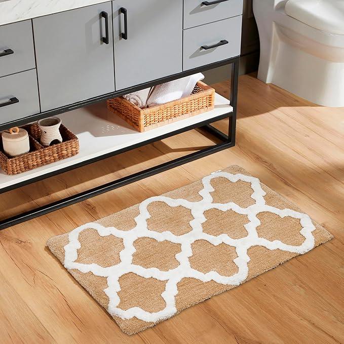 C23 Luxury Bathroom Rugs, Bath Mat - 20"x32" & 16"x24", 2200 GSM Tufted Cotton Bathroom Mat, Ultra-Absorbent Quick Dry Heavyweight Non-Slip Bathmat, Thick Soft Plush Machine Washable Bath Rug - 2 Pack - ModernBath