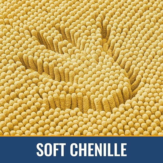 Arotive Bathroom Rugs 24x16, Extra Soft Absorbent Shaggy Chenille Bath Rugs, Machine Washable Rubber Backing Non-Slip Bath Mats for Bathroom Floor Tub and Shower, Home Decor Accessories, Yellow - ModernBath