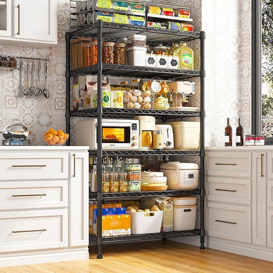 REIBII 6 Tier Shelf Metal Shelving 70"H Storage Shelves Sturdy Wire Rack Shelf Units Adjustable Detachable Storage Shelving Unit for Kitchen Laundry Pantry Garage Commercial 71"H x 21.65"W x 11.8"D - ModernBath