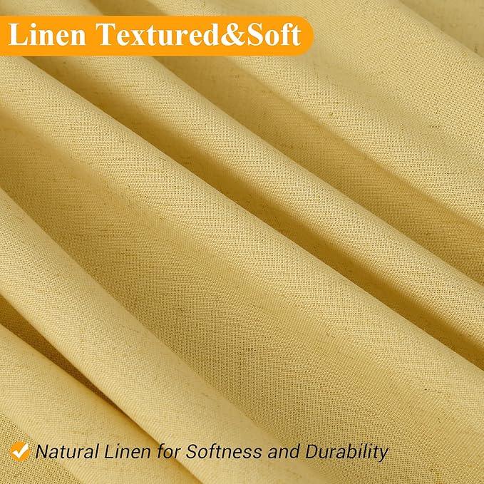 Naturoom Yellow 36 Inch Shower Curtain - Stall Narrow Half Linen Ultra Thick Fabric Shower Curtain Set with Hooks, Boho Farmhouse Rustic RV Camper Bath Curtains for Bathroom, 36x72 - ModernBath