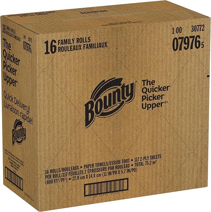 Bounty Paper Towels Quick Size, White, 16 Family Rolls = 40 Regular Rolls - ModernBath