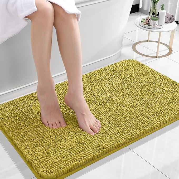 OLANLY Bathroom Rugs 24x16, Extra Soft Absorbent Chenille Bath Rugs, Rubber Backing Quick Dry, Machine Washable Bath Mats for Bathroom Floor, Tub and Shower, Home Decor Accessories, Deep Mustard - ModernBath