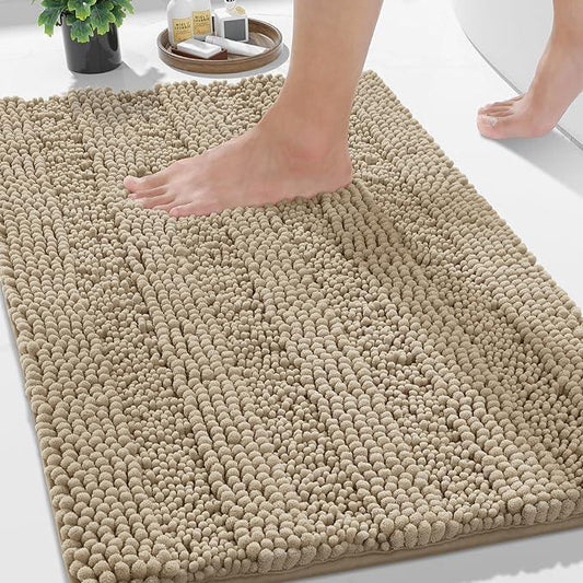 Yimobra Bathroom Rug Mat 36 x 24, Non Slip and Super Absorbent Bath Mat,Machine Washable Quick Dry,Ultra Plush Chenille Shower Rugs for Bathroom Floor Sink Tub and Shower Outside,Camel - ModernBath