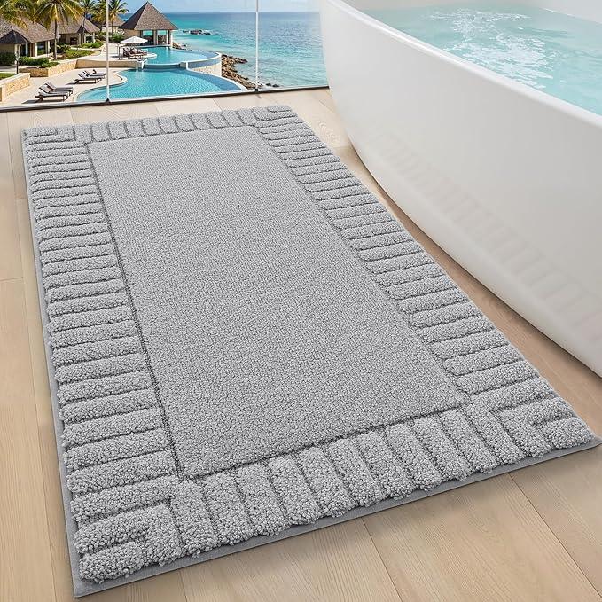 LUMI Bathroom Rugs Non Slip with Rubber Backing, Extra Soft Plush Microfiber Bath Rug Absorbent, Machine Washable Bath Mat Quick Dry for Tub, Shower, Hotel, Light Grey, 24"x43" - ModernBath