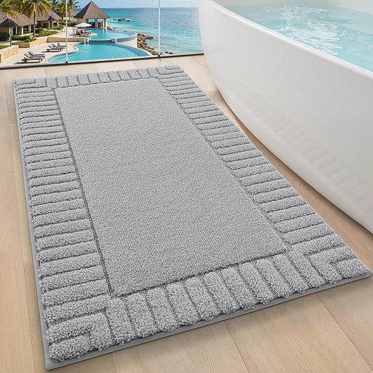 LUMI Bathroom Rugs Non Slip with Rubber Backing, Extra Soft Plush Microfiber Bath Rug Absorbent, Machine Washable Bath Mat Quick Dry for Tub, Shower, Hotel, Light Grey, 24"x43" - ModernBath