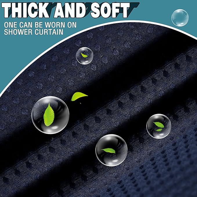 Conbo Mio Extra Long No Hook Waffle Weave Shower Curtain with Snap in Liner Set, Hotel Luxury Black Shower Curtains for Bathroom with See Through Top Window, Waterproof, Washable 71W x 84H - ModernBath