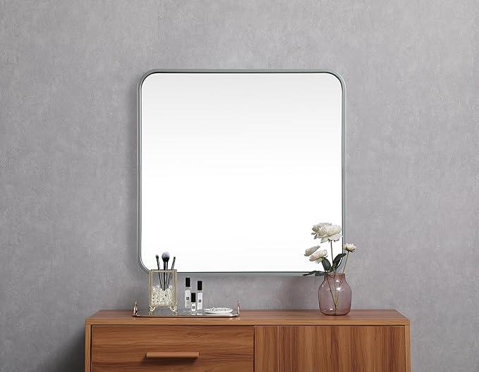 ARS Concepts Aura, Soft Corner Metal Square Mirror 24X24 Inch in, Modern, Silver - ModernBath