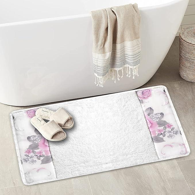 Zahari Home Michelle Bathroom Rug Luxury Bath Rug Washable Beautiful Shower Mat Unique Design Stylish Non Slip Shower Mat Floral Rug Bath Shower Tub Decor - ModernBath