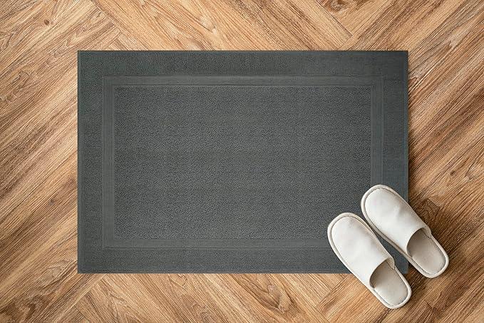 Infinitee Xclusives Premium Cotton Grey Bath Mats –Pack of 2, (34x22 Inches) [Not a Bathroom Rug] Ultra Soft and Super Absorbent Floor Mat, Machine Washable (Shadow Grey, Towel Bath Mats) - ModernBath
