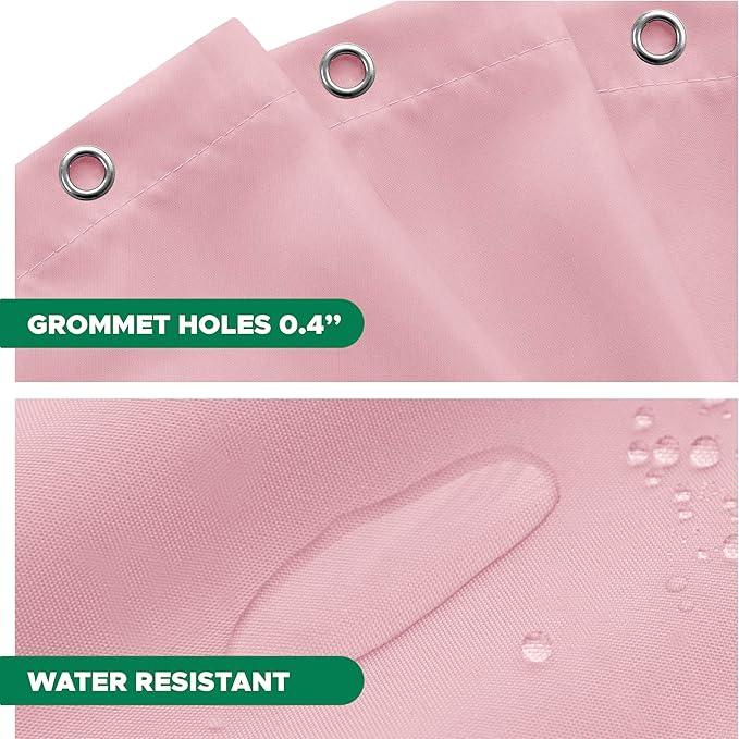 Biscaynebay Hotel Quality Fabric Shower Curtain Extra Long Liners 72" Width by 84" Length, Pink Water Resistant Bathroom Curtains Rust Resistant Grommets & Weighted Bottom Hem Machine Washable - ModernBath