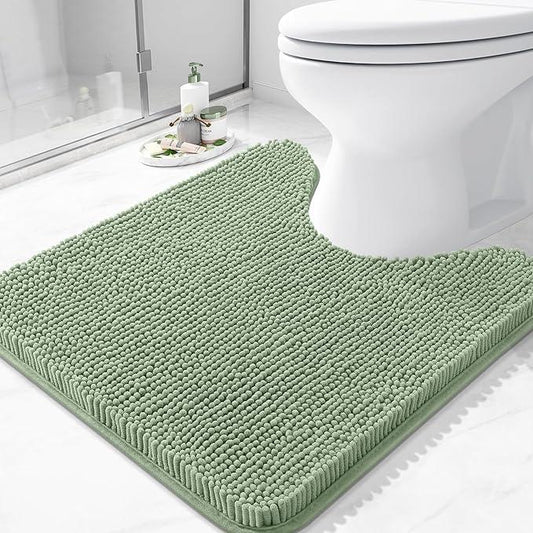 Arotive Bathroom Toilet Rugs U Shaped 24x24, Extra Soft Absorbent Shaggy Chenille Contour Bath Rugs for Toilet, Machine Washable Non-Slip Contoured Bath Mats, Sage Green - ModernBath