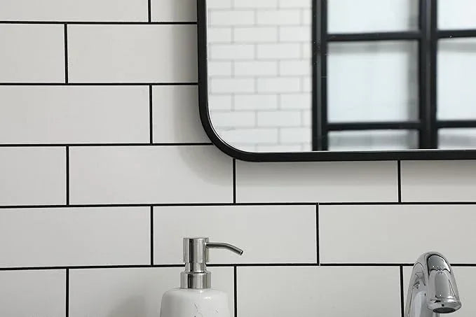 ARS Concepts Aura, Soft Corner Metal Rectangular Mirror 18X30 Inch in, Modern, Black - ModernBath