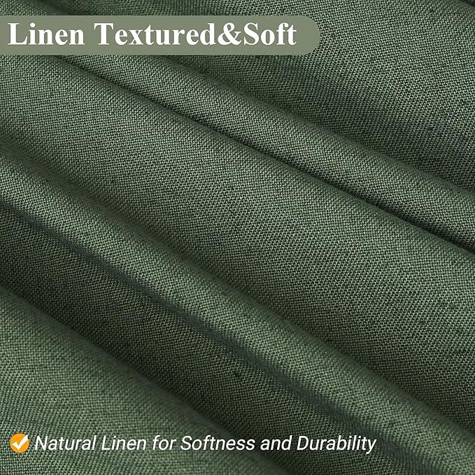 Naturoom 36 Inch Shower Curtain - Stall Narrow Half Green Linen Ultra Thick Fabric Shower Curtain Set with Hooks, Boho Farmhouse Rustic RV Camper Bath Curtains for Bathroom, Olive Green, 36x72 - ModernBath