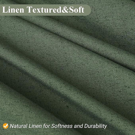 Naturoom 60 Inch Shower Curtain - Stall Narrow Half Green Linen Ultra Thick Fabric Shower Curtain Set with Hooks, Boho Farmhouse Rustic RV Camper Bath Curtains for Bathroom, Olive Green, 60x72 - ModernBath