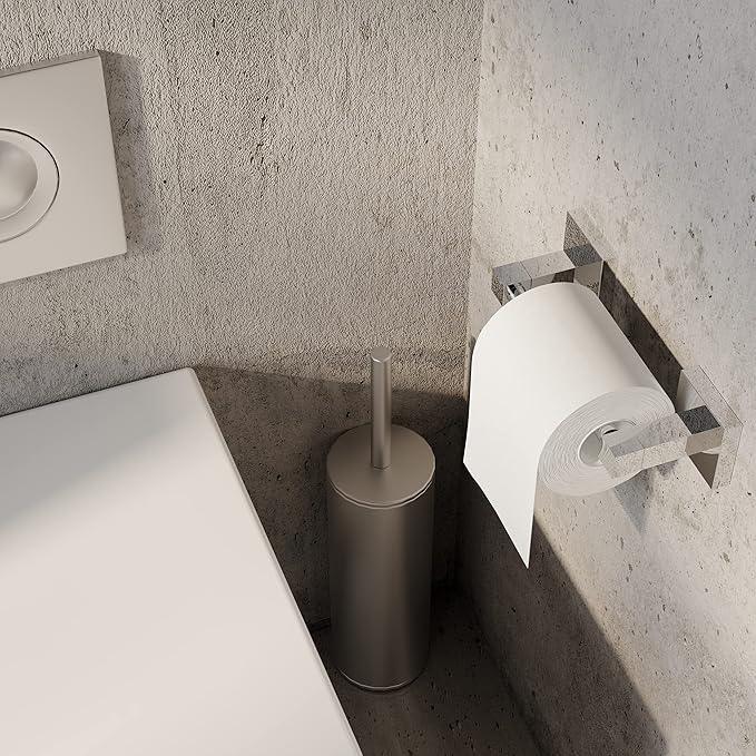 Ruacq Toilet Paper Holder Chrome Double Post Pivoting Square Tissue Holders Roll Holder Hangers Toilet Paper Stand Stainless Steel and Zinc Alloy Modern Wall Mounted - ModernBath