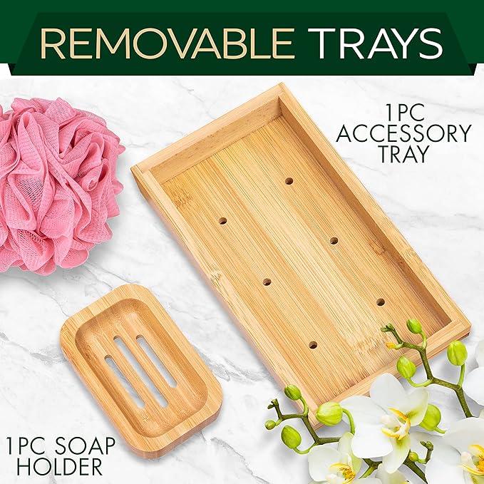 SereneLife Premium Bathtub Tray Caddy with Gift Box and Bow Set, Expandable Bath Tray, Unique House Warming Gifts for Mom, Women, Wedding, Anniversary, Bridal Shower, Fit for All Tub - Classic - ModernBath