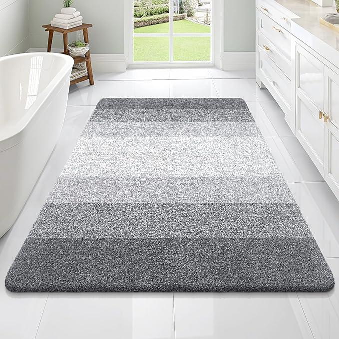 OLANLY Bathroom Rugs Mat 70x46, Extra Soft Absorbent Microfiber Bath Rugs, Rubber Backing, Quick Dry, Machine Washable Bath Mats for Bathroom Floor, Tub and Shower, Home Decor Accessories, Grey - ModernBath
