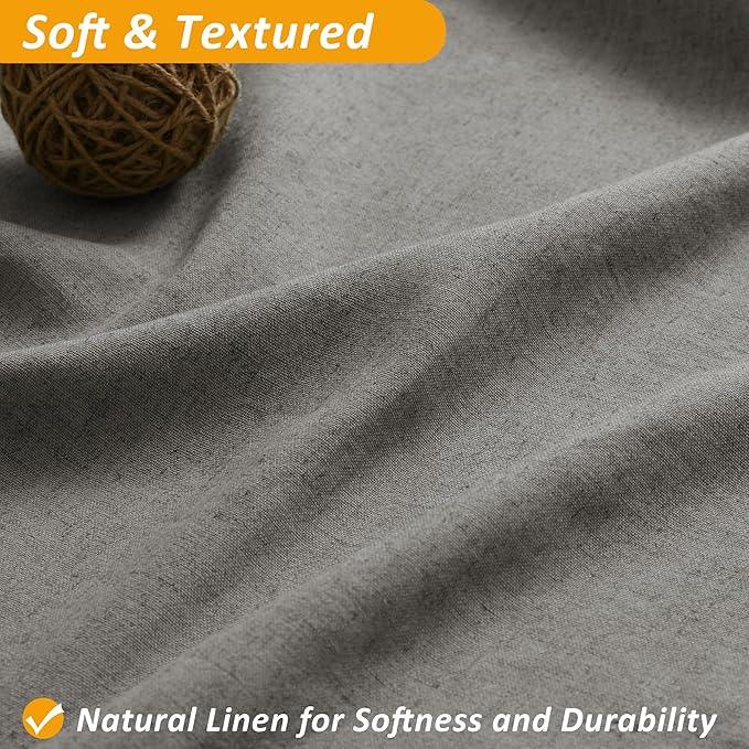 Naturoom Long Shower Curtain 84 Length Linen Thick Cloth Bath Grey Shower Curtain Set with Liner, Tall Modern Farmhouse Neutral Fabric Men Curtains for Bathroom, Mesh Top Window, Gray - ModernBath