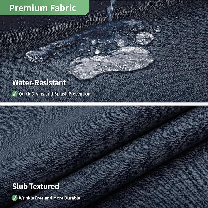 eachope No Hook Shower Curtain with Snap-in Fabric Liner Set,Slub Textured Fabric Shower Curtains for Bathroom,Hotel Style Modern Shower Curtain,Water Repellent & Washable,71x74(72),Navy Blue - ModernBath
