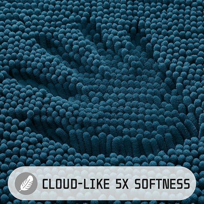 Yimobra Large Bathroom Rugs 36"x24", Non Slip Bath Mat for Tub, Shaggy Rug Floor Carpet, Extra Soft Super Absorbent Quick Dry, Machine Washable,Peacock Blue - ModernBath