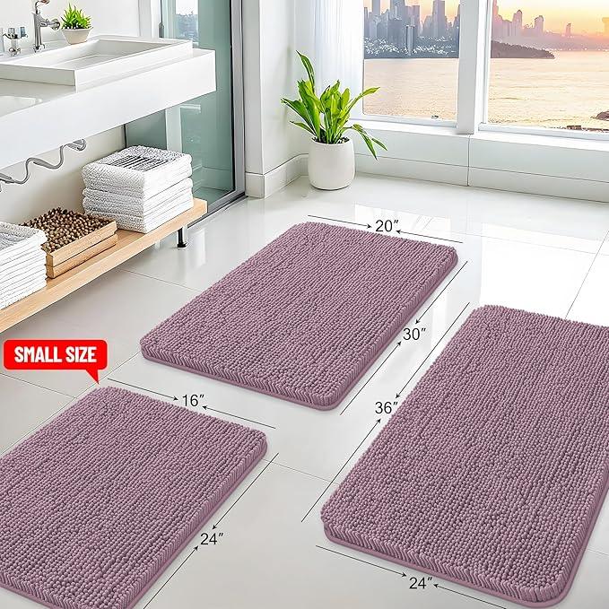 Arotive Bathroom Rugs 30x20, Extra Soft Absorbent Shaggy Chenille Bath Rugs, Machine Washable Rubber Backing Non-Slip Bath Mats for Bathroom Floor Tub and Shower, Home Decor Accessories, Deep Plum - ModernBath