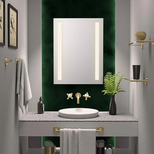 Gatco 5057 Designer II Glass Shelf, Brushed Brass/Wall Mounted 22.50" x 5.85" Tempered/Floating Rectangle Glass Shelf for Bathroom - ModernBath