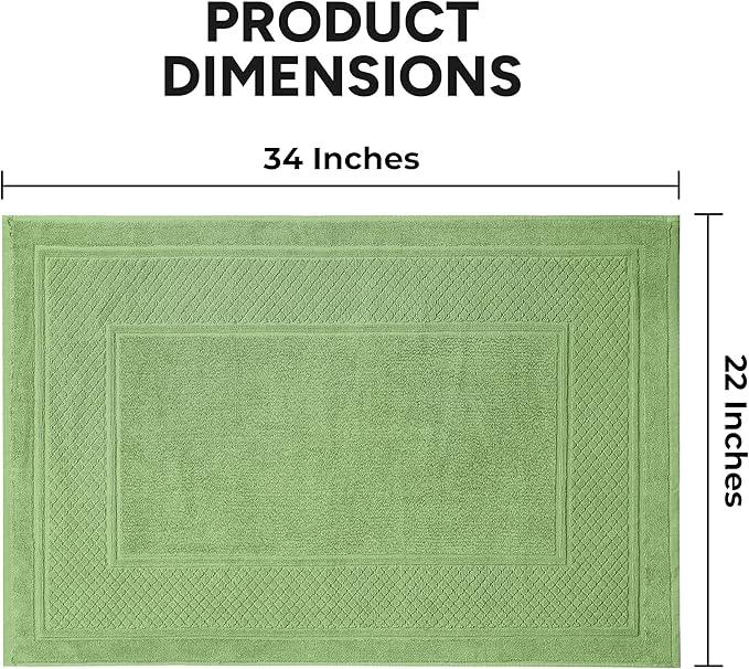 Avalon Towels Sage Green Bath Mat - 100% Cotton Set of 2 Absorbent Bathmat - Bathroom Mats Quick Dry Bath Mats for Bathrooms (22x34 Inches) - ModernBath