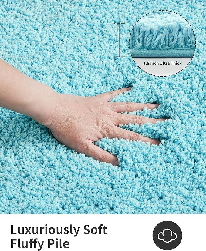ILANGO Teal Bathroom Rugs 32" × 20" Non Slip & Super Absorbent Extra Thick Soft, Washable Bath Mat for Floor, Microfiber Plush Shaggy Bath Rug with Rubber for Bathtub Shower Room Sink - ModernBath