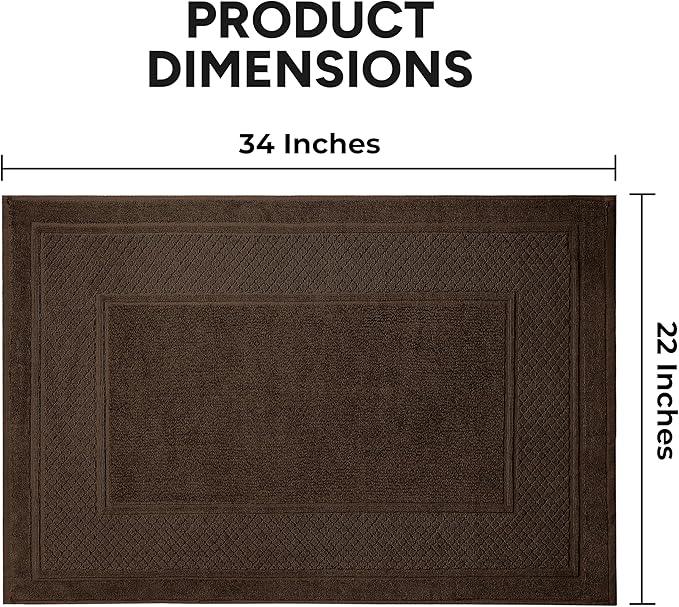 Avalon Towels Brown Bath Mat - 100% Cotton Set of 2 Absorbent Bathmat - Bathroom Mats Quick Dry Bath Mats for Bathrooms (22x34 Inches) - ModernBath