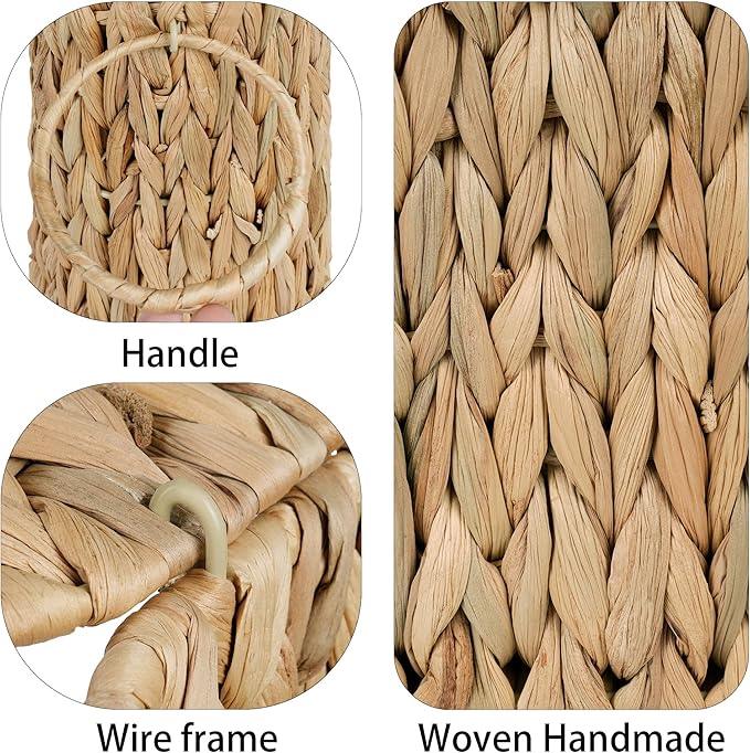 efluky Toilet Paper Storage Basket, Water Hyacinth Slim Toilet Paper Holder- Holds Up to 9 Mega Rolls, Home Bathroom Decor Organizer - ModernBath