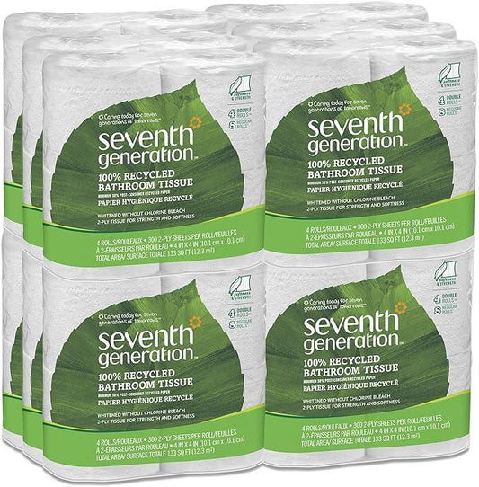 Seventh Generation Bathroom Tissue, 2-ply, 300 Sheets, 4 Count (Pack of 12) - ModernBath