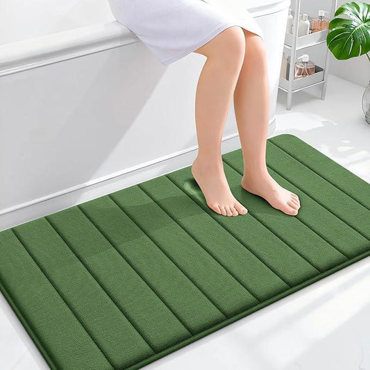 OLANLY Memory Foam Bath Mat 44x24, Super Soft Absorbent Bathroom Rugs, Quick Dry, Machine Washable Shower Floor Rugs, Bathmat Carpet, Bathroom Home Decor Accessories, Olive Green - ModernBath
