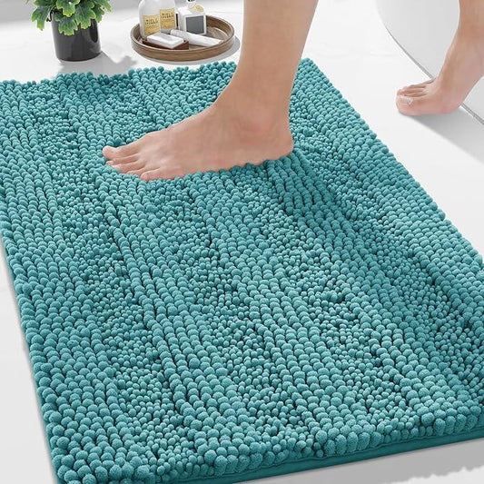 Yimobra Bathroom Rug Mat 36 x 24, Non Slip and Super Absorbent Bath Mat,Machine Washable Quick Dry,Ultra Plush Chenille Shower Rugs for Bathroom Floor Sink Tub and Shower Outside,Teal Blue - ModernBath
