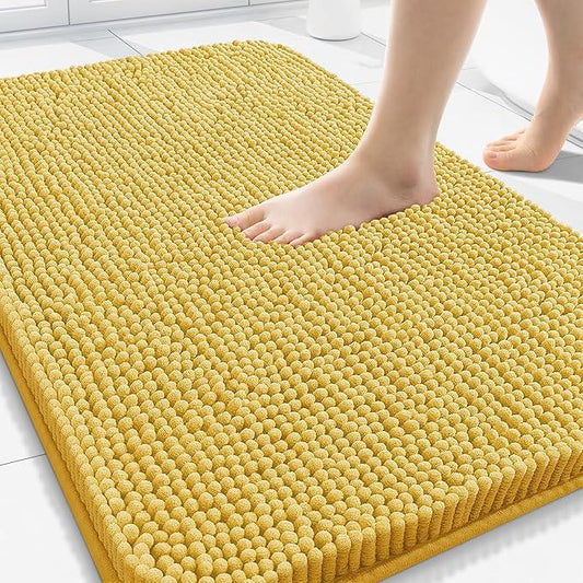 Arotive Bathroom Rugs 30x20, Extra Soft Absorbent Shaggy Chenille Bath Rugs, Machine Washable Rubber Backing Non-Slip Bath Mats for Bathroom Floor Tub and Shower, Home Decor Accessories, Yellow - ModernBath