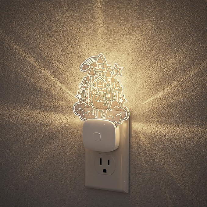 JandCase Castle Kids Night Light, 10 Color Changing, Dusk to Dawn Sensor, Acrylic RGB Nightlight for Kids Girls Bedroom, Gifts for Girls - ModernBath