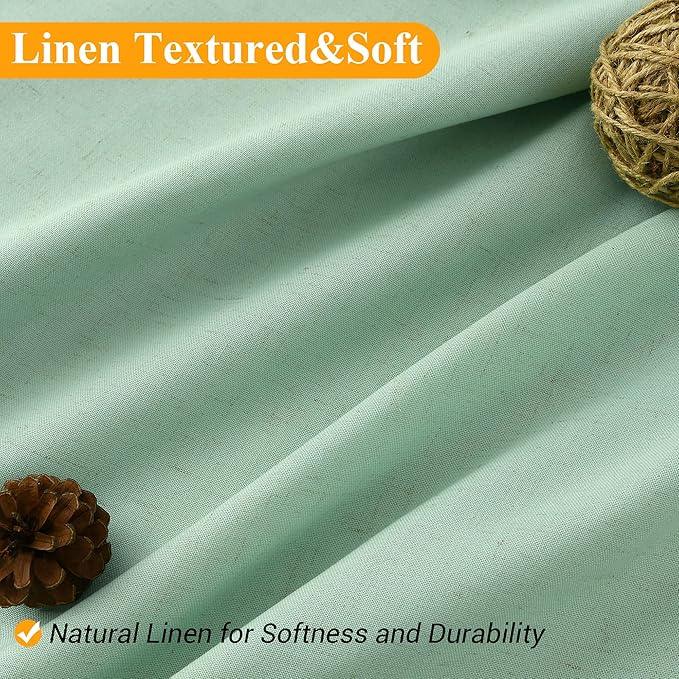 Naturoom Aqua Green Linen Shower Curtain, Country Boho Farmhouse Bath Decor Shower Curtains Neutral Cloth Weighted Textured Fabric Bath Curtain Liner with Hooks, 72x80 - ModernBath