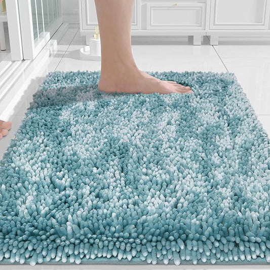 Yimobra Chenille Bathroom Rugs Non Slip, Extra Thick Soft Absorbent Bath Rug, Machine Washable Quick Dry Bath Mat for Bathroom Floor, Tub and Shower, Home Decor Accessories, 24x17, Greyish Blue - ModernBath