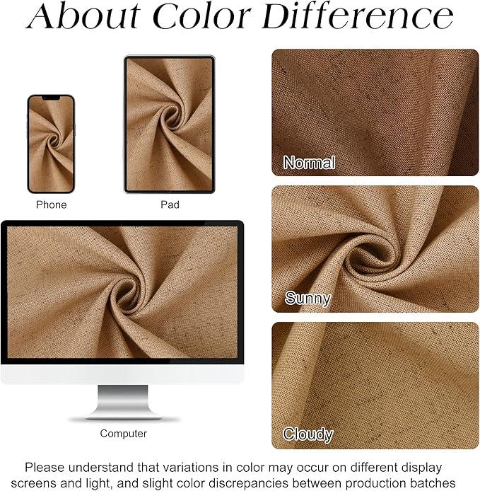 Naturoom Camel 36 Inch Shower Curtain - Stall Narrow Half Linen Ultra Thick Fabric Shower Curtain Set with Hooks, Boho Farmhouse Rustic RV Camper Bath Curtains for Bathroom, 36x72 - ModernBath