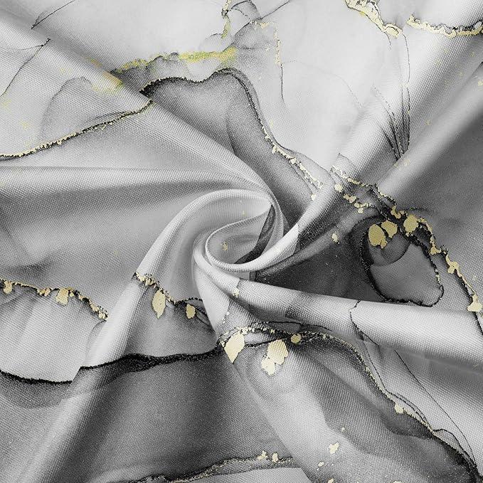 Gibelle Long Shower Curtain 72 x 78, Abstract Grey Marble Fabric Shower Curtain, Modern Ink Art Waterproof Bathroom Shower Curtain Set with Hooks - ModernBath