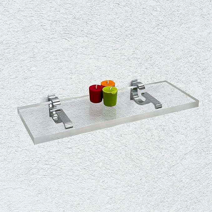 Clear Acrylic Shelves for Wall Storage, 6" W X 36" L, 3/4" Thick Wall Mounted Floating Shelves for Bedroom, Living Room, Bathroom, Kitchen -‎Easy Installation with Screws and Chrome Finish Brackets - ModernBath