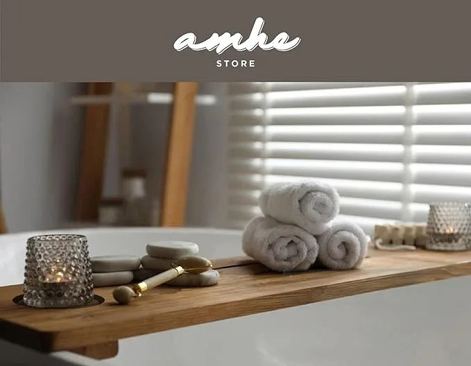 Amhe Store! Luxury Rustic Acacia Wood. Durable, Water-Resistant, Minimalistic, Adjustable 35x9 Inches. Lovely Gift - Box. Bath Tub Tray Wood - Bath Tray for Tub. Unique Natural Grain for Relaxation - ModernBath